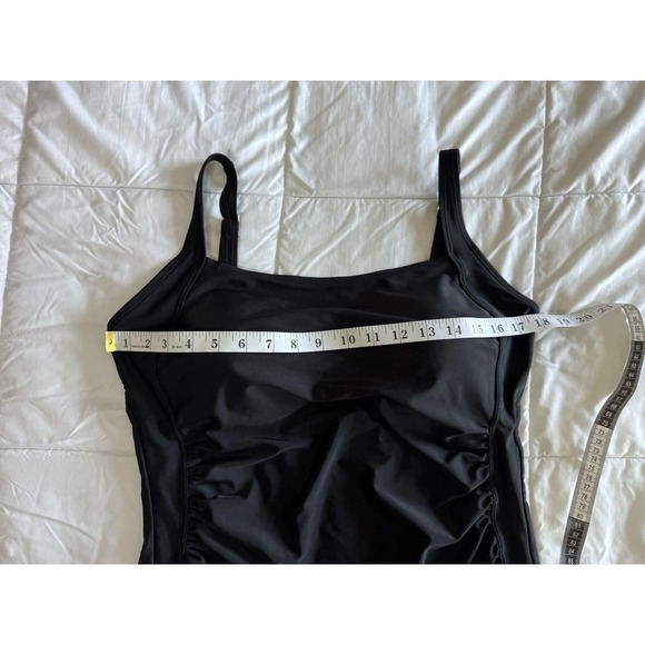 Coastal Rose Women's 16 Bathing Suit One Piece Black Rouche Waist - Picture 3 of 10